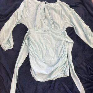 Women's Light Blue Ruched Dress